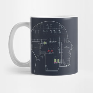 Human face shaped electronics circuit art Mug